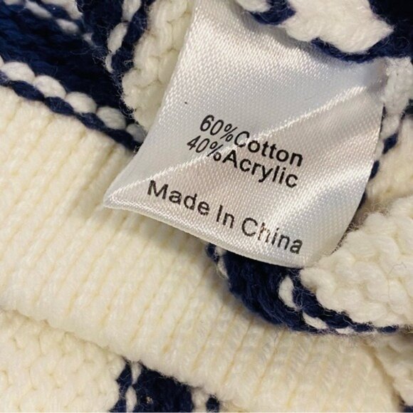 Tuckernuck NEW Ivory and Navy Stripe Claire Nautical Polo Crop Sweater Size L - Picture 10 of 10